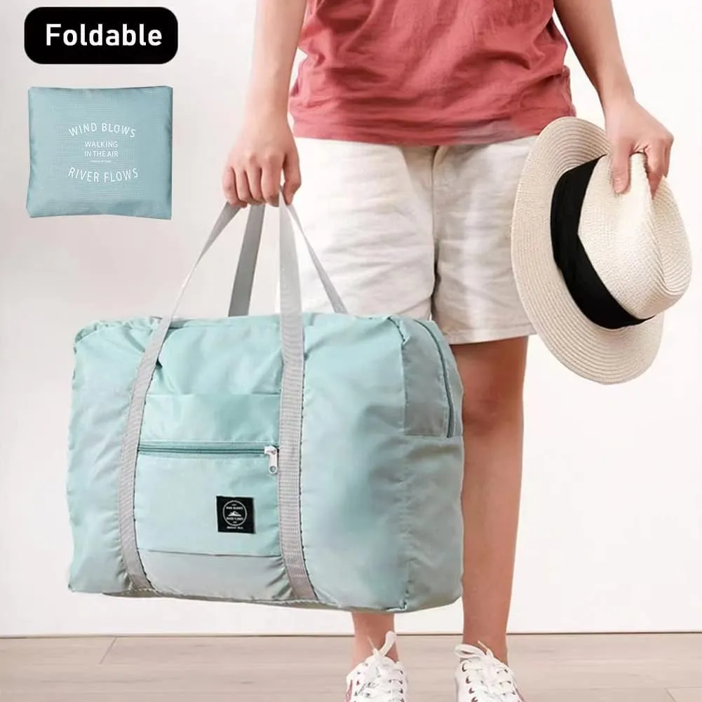 2 Pack Foldable Travel Duffel Bags - Carry On Weekender Overnight Hospital Tote Gym Bag with Toiletry Bag, Women
