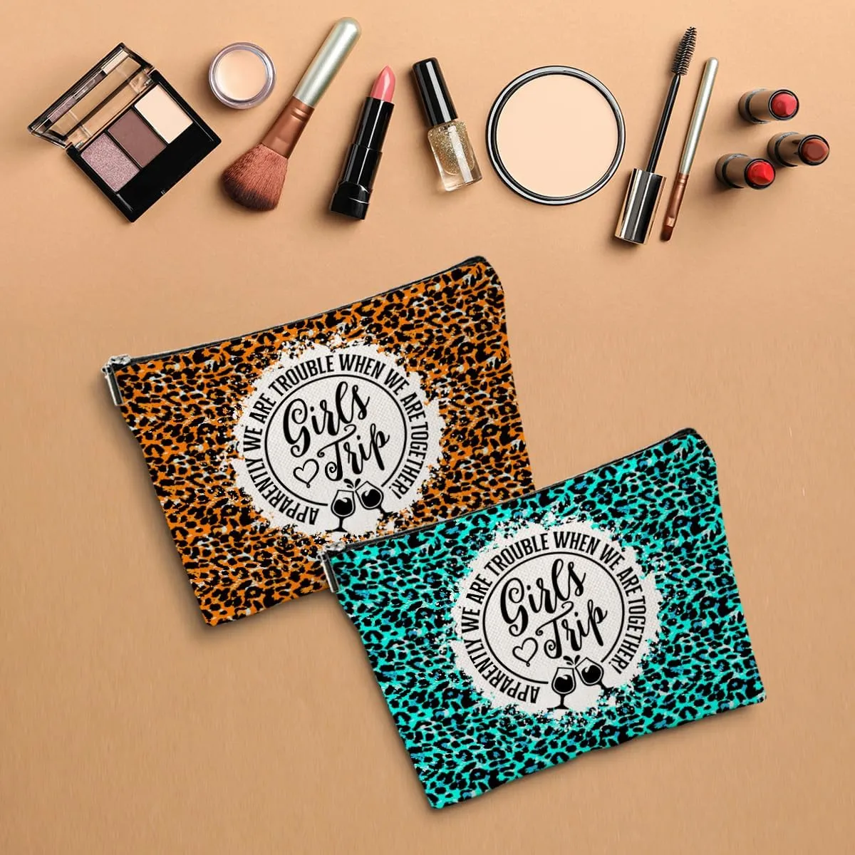 2 Pcs Girls Trip 2024 Makeup Bag - Weekender Bags for Women's Bachelorette Party & Birthday Friendship Gifts