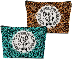 2 Pcs Girls Trip 2024 Makeup Bag - Weekender Bags for Women's Bachelorette Party & Birthday Friendship Gifts
