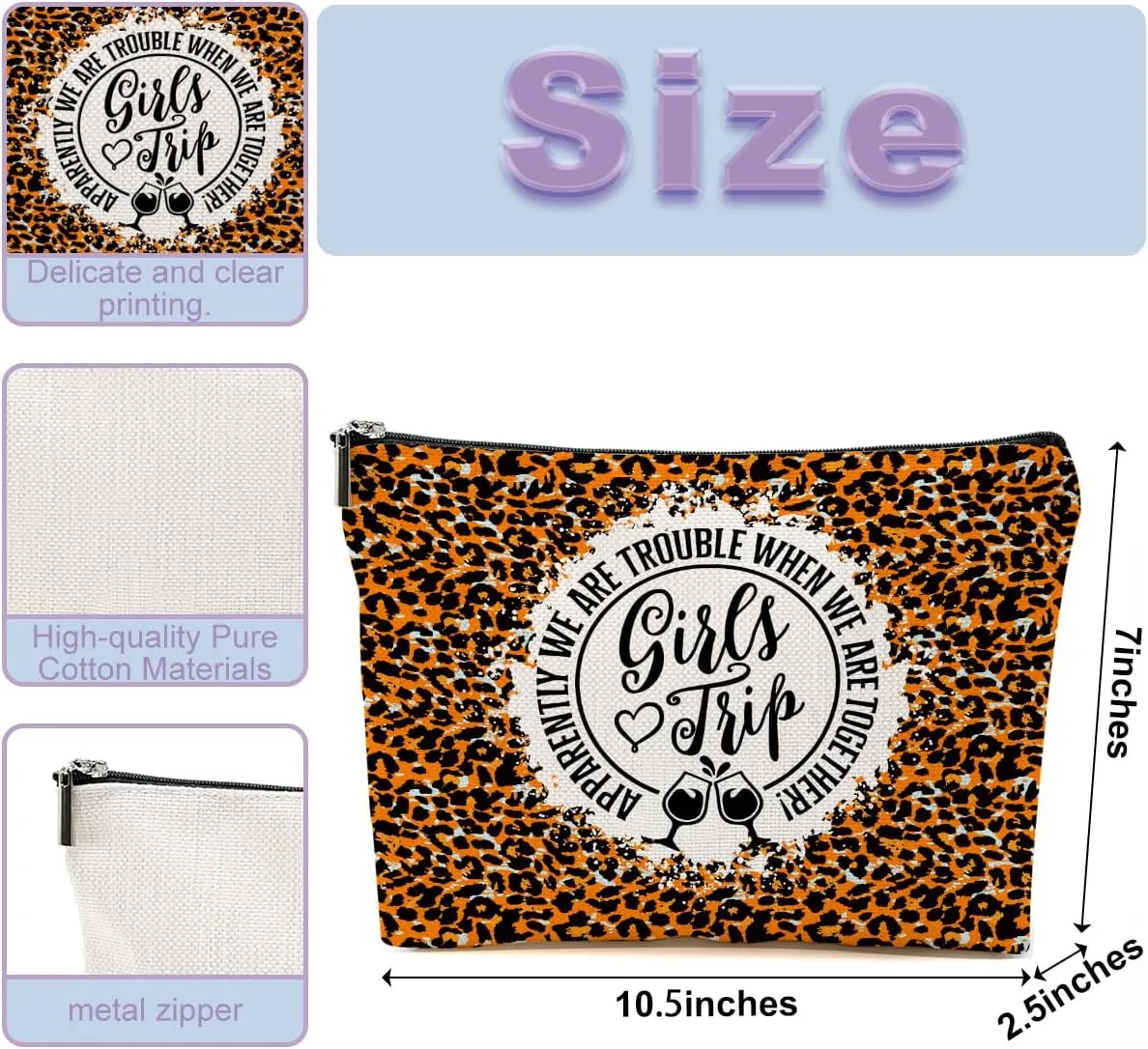 2 Pcs Girls Trip 2024 Makeup Bag - Weekender Bags for Women's Bachelorette Party & Birthday Friendship Gifts