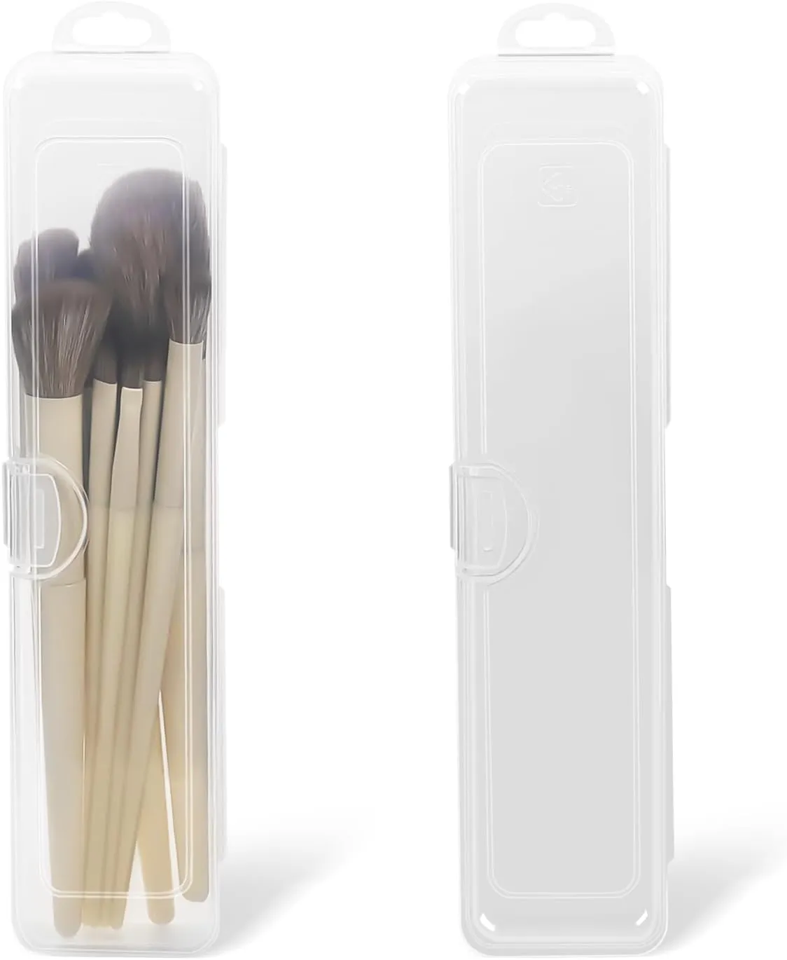 2 pcs Portable Makeup Brush Travel Case Cosmetic Brush Holder Makeup Case, Portable Travel Tableware Storage Case Flatware Box