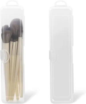 2 pcs Portable Makeup Brush Travel Case Cosmetic Brush Holder Makeup Case, Portable Travel Tableware Storage Case Flatware Box