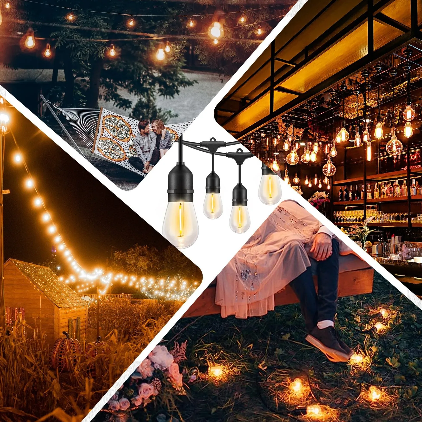 25 FT S14 Solar-Powered String Lights, IP65, 10 Shatterproof Edison Vintage Bulbs (2 Spare)