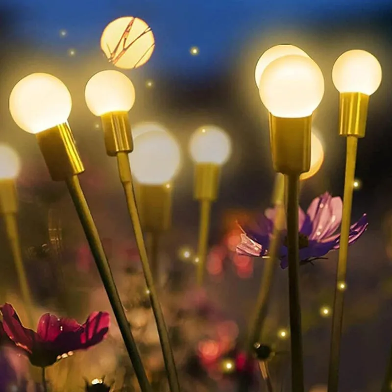 2pcs 6/8/10 Leds Firefly Garden Light Led Swaying Landscape Light - Solar Powered