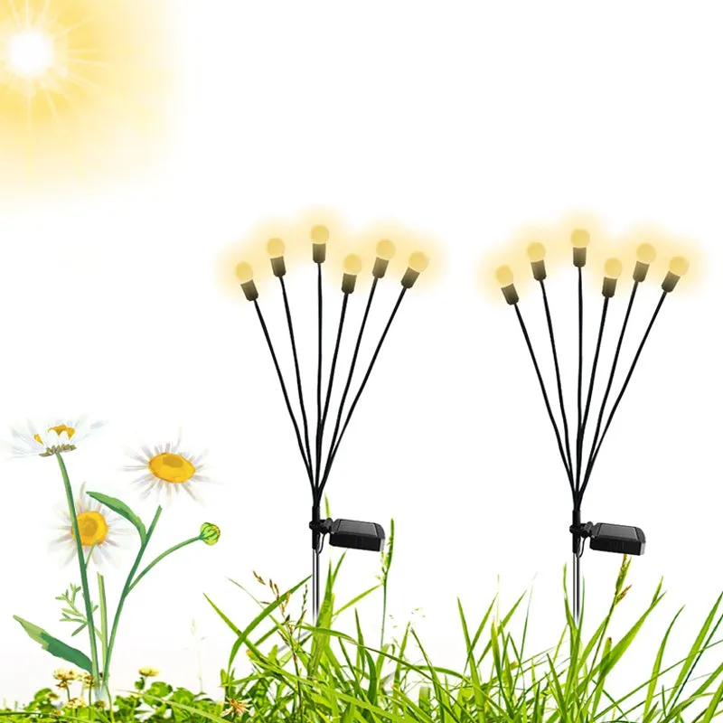 2pcs 6/8/10 Leds Firefly Garden Light Led Swaying Landscape Light - Solar Powered