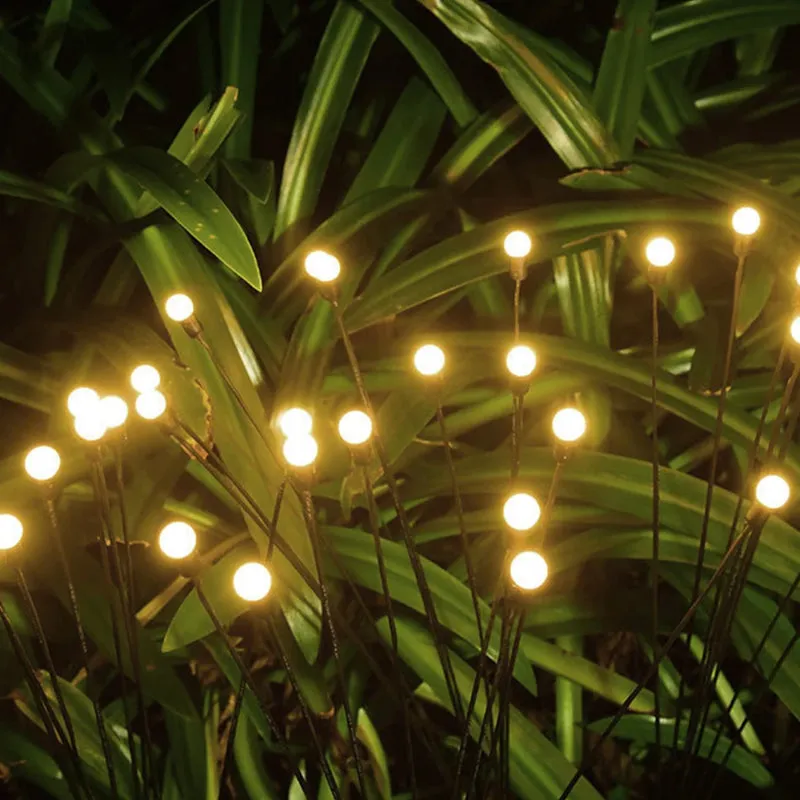 2pcs 6/8/10 Leds Firefly Garden Light Led Swaying Landscape Light - Solar Powered