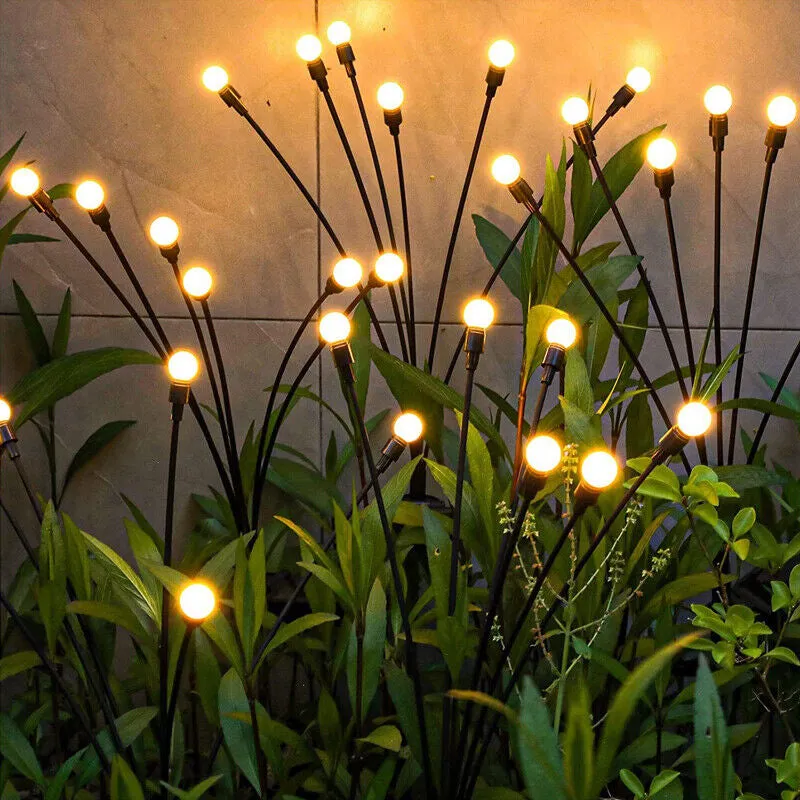 2pcs 6/8/10 Leds Firefly Garden Light Led Swaying Landscape Light - Solar Powered