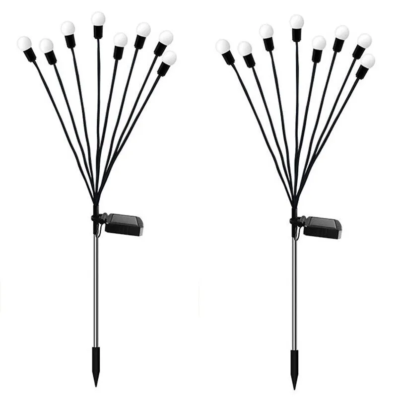 2pcs 6/8/10 Leds Firefly Garden Light Led Swaying Landscape Light - Solar Powered