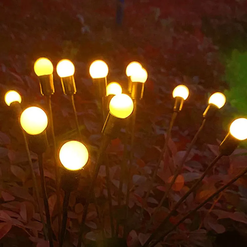 2pcs 6/8/10 Leds Firefly Garden Light Led Swaying Landscape Light - Solar Powered