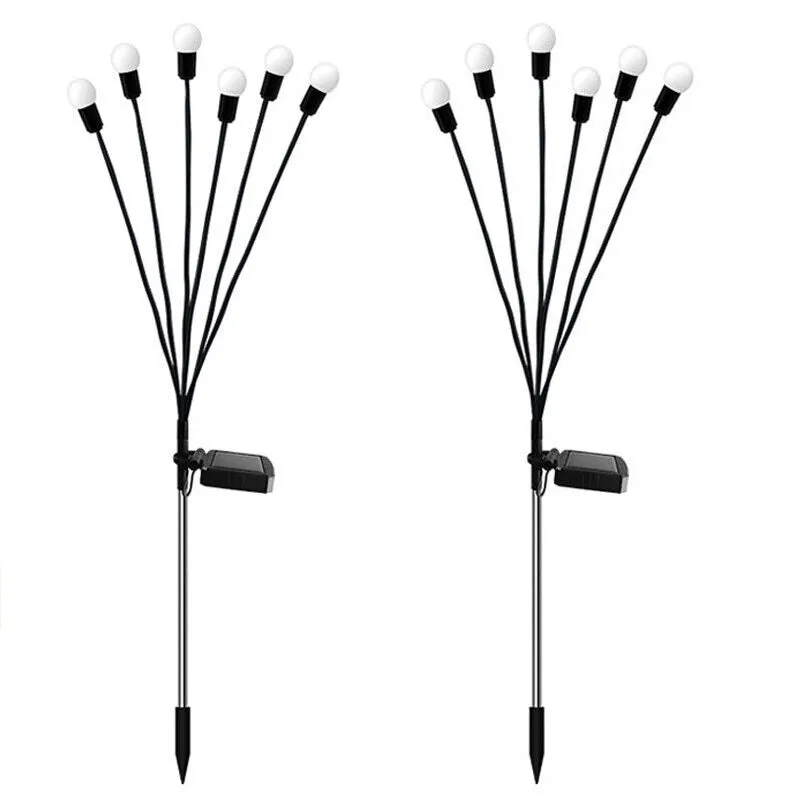 2pcs 6/8/10 Leds Firefly Garden Light Led Swaying Landscape Light - Solar Powered