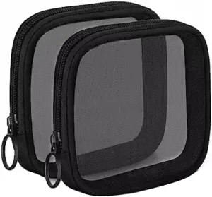 2PCS Black Mesh Nylon Storage Bag with Zipper Small Makeup Bag Mini Portable Cosmetic Bag Travel Toiletry Bag Pouch for Daily Accessories Travel Vacation Business Trip