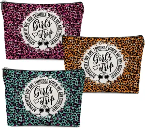 3 Pcs Girls Trip Favors Makeup Bag for Women - Cosmetic Weekender Bags for Bachelorette Party, Birthday & Friendship Gifts