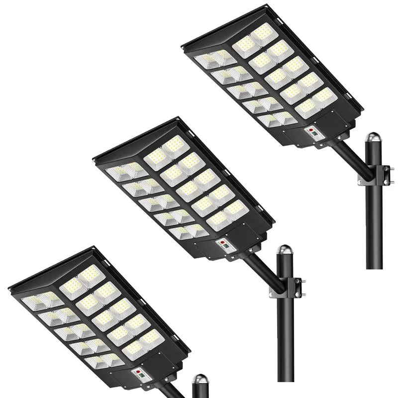 3200W Solar Street Lights Outdoor, 320000LM Commercial Parking Lot Light, 6500K Dusk to Dawn Solar Security Flood Lights Motion Sensor Solar Led Lamp for Basketball Court, Road, Playground
