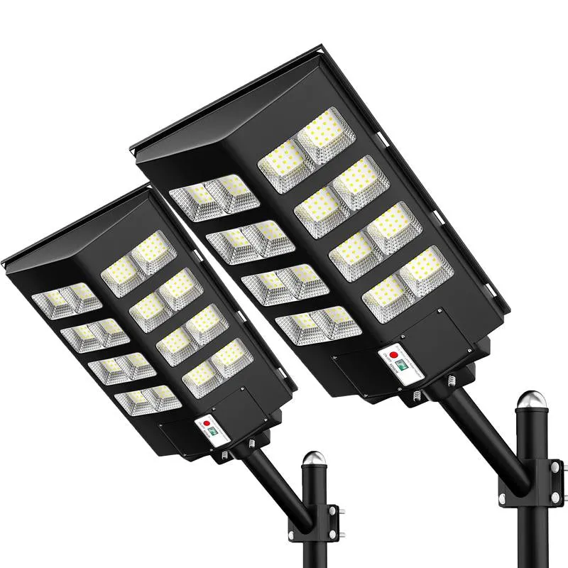 3200W Solar Street Lights Outdoor, 320000LM Commercial Parking Lot Light, 6500K Dusk to Dawn Solar Security Flood Lights Motion Sensor Solar Led Lamp for Basketball Court, Road, Playground