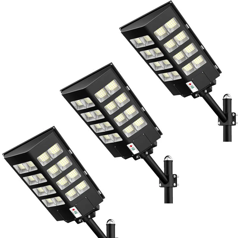3200W Solar Street Lights Outdoor, 320000LM Commercial Parking Lot Light, 6500K Dusk to Dawn Solar Security Flood Lights Motion Sensor Solar Led Lamp for Basketball Court, Road, Playground