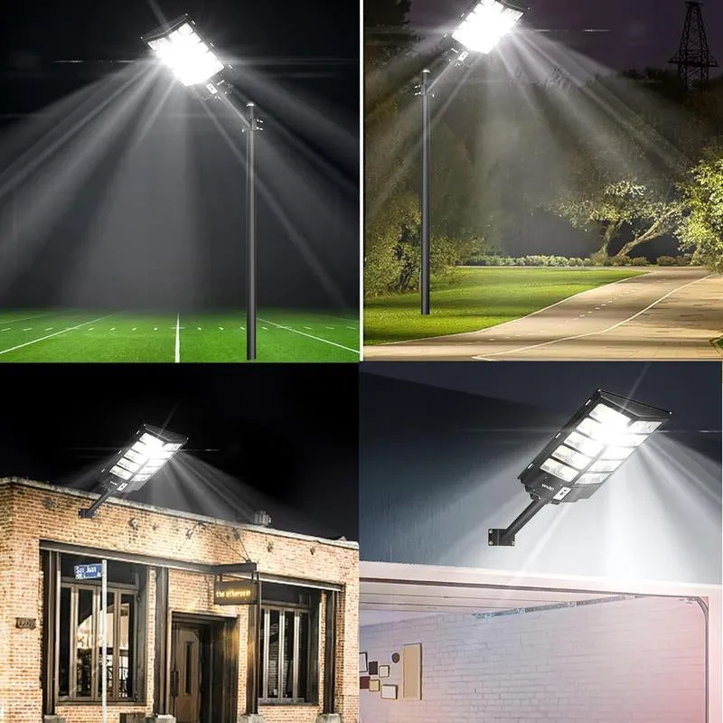 3200W Solar Street Lights Outdoor, 320000LM Commercial Parking Lot Light, 6500K Dusk to Dawn Solar Security Flood Lights Motion Sensor Solar Led Lamp for Basketball Court, Road, Playground