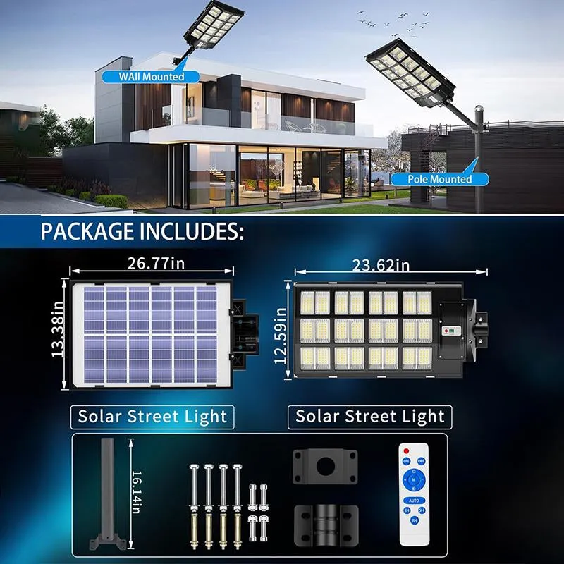 5300W Solar Street Lights Outdoor,6500K 480000LM Highest Lumen Solar Parking Lot Lights,Waterproof Duks to Dawn Solar Flood Security Lights Motion Sensor for Yards, Driveways
