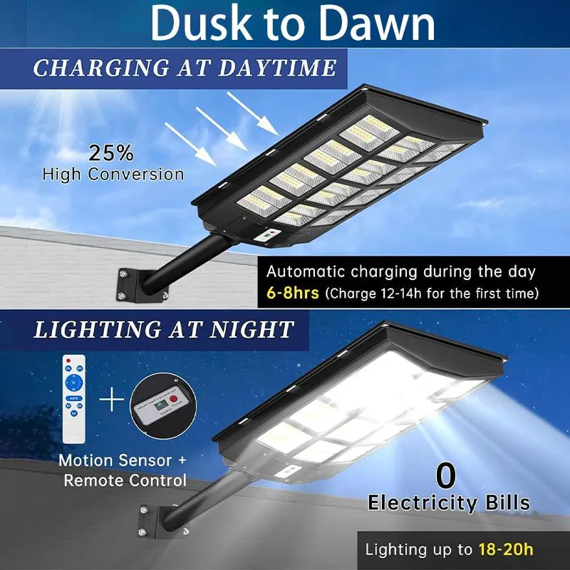 5300W Solar Street Lights Outdoor,6500K 480000LM Highest Lumen Solar Parking Lot Lights,Waterproof Duks to Dawn Solar Flood Security Lights Motion Sensor for Yards, Driveways