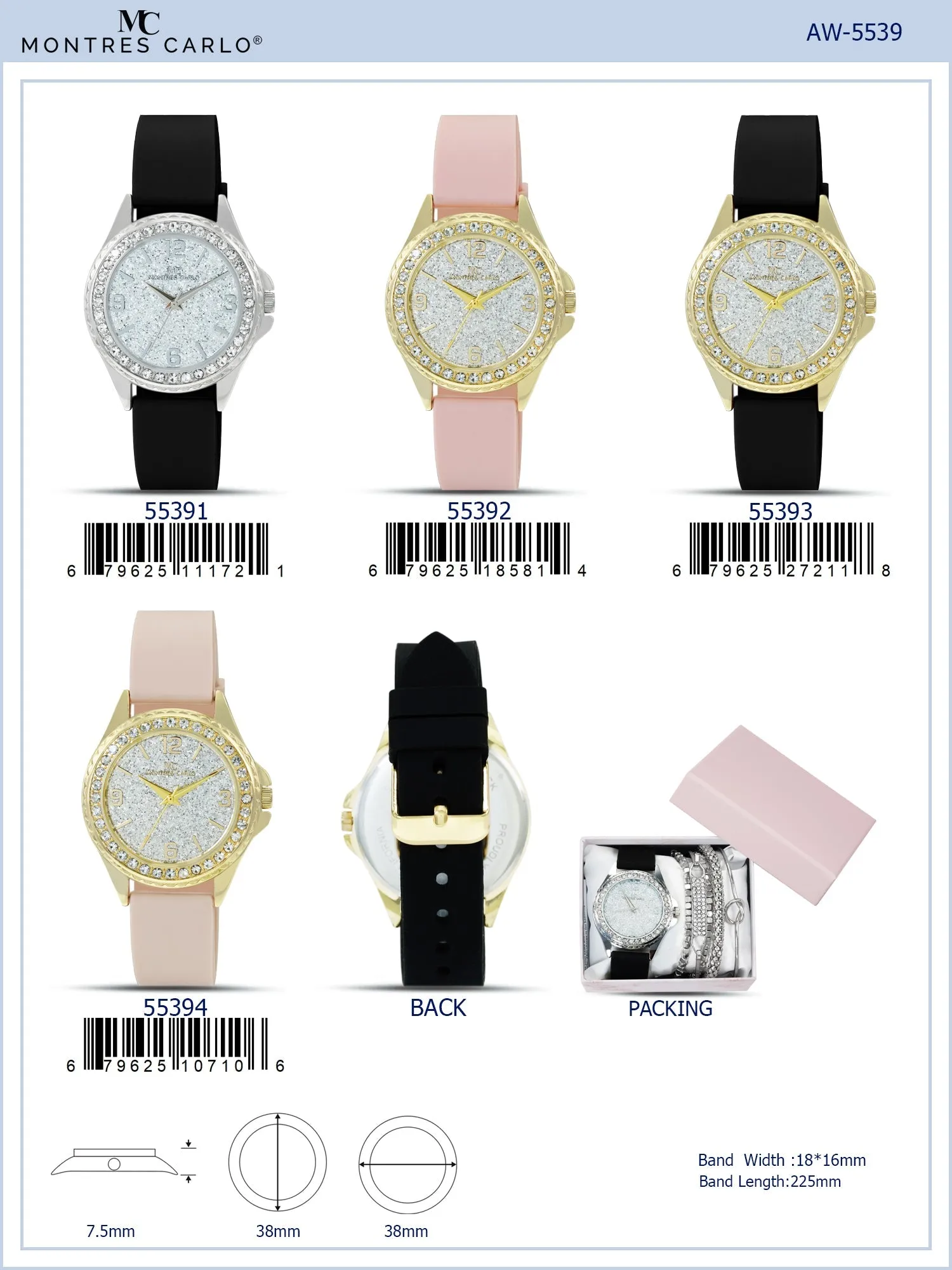 5539 - Montres Carlo Jewlery Gift Box with PU Band Watch