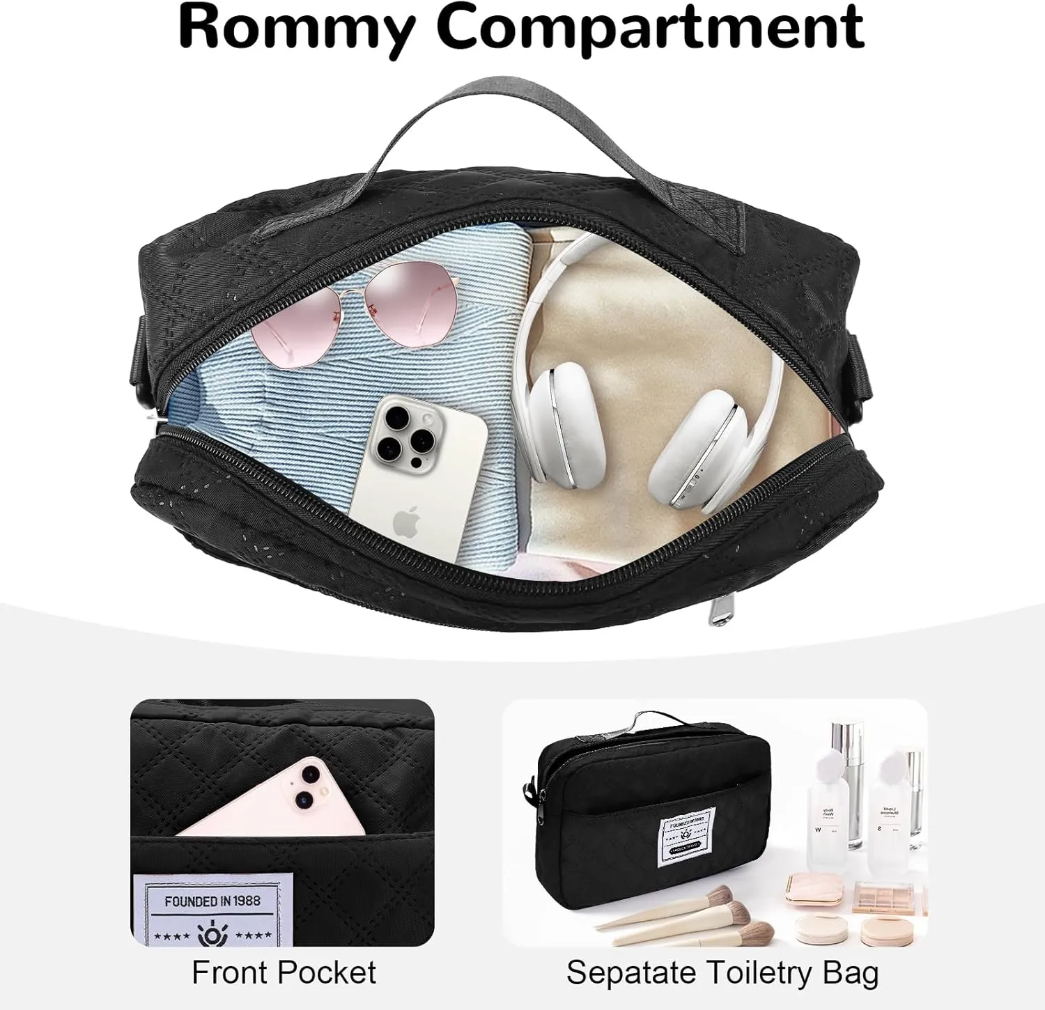 55L Large Women Travel Duffle Bag, Carry on Overnight Weekender Toto Bags with Wet Pocket Toiletry Shoe Compartment, Hospital Bag for Women Labor Delivery, Black