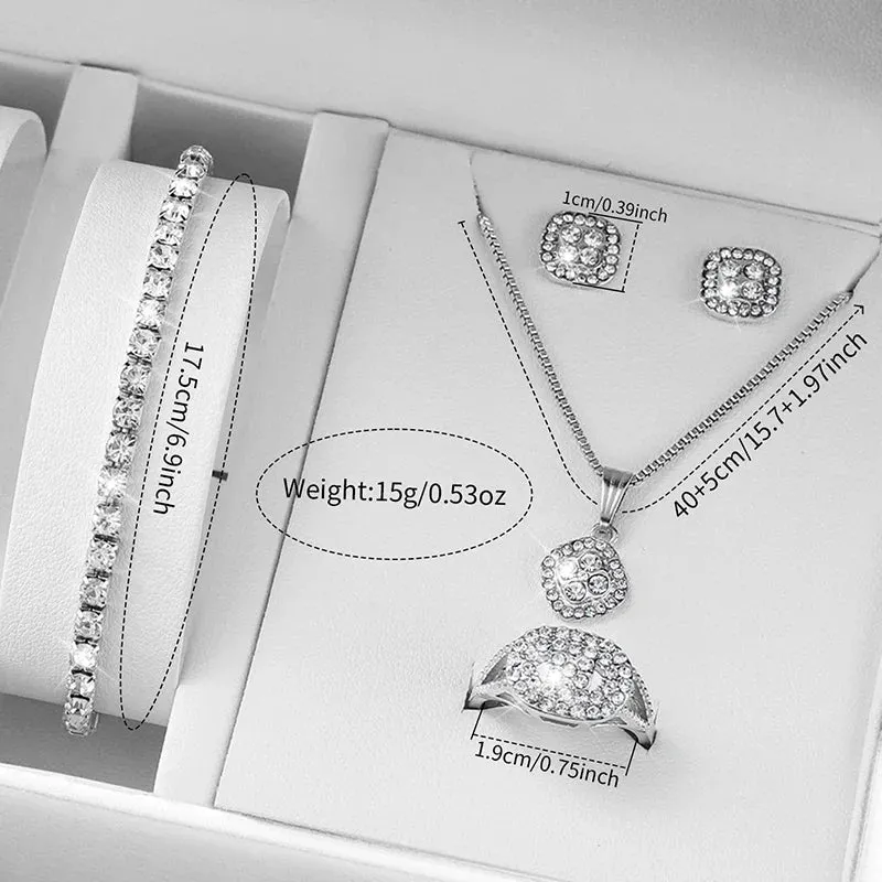 6 Piece Rhinestone Watch Set Steel Band