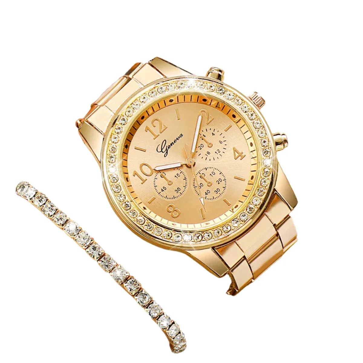 6 Piece Rhinestone Watch Set Steel Band