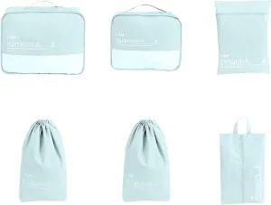 6 Set Packing Cubes Luggage Packing Organizers, Travel Packing Organizers Cubes Luggage Suitcase Organizer with Waterproof Shoe Bag and Laundry Bag, Lightweight Compression Pouches (Blue)