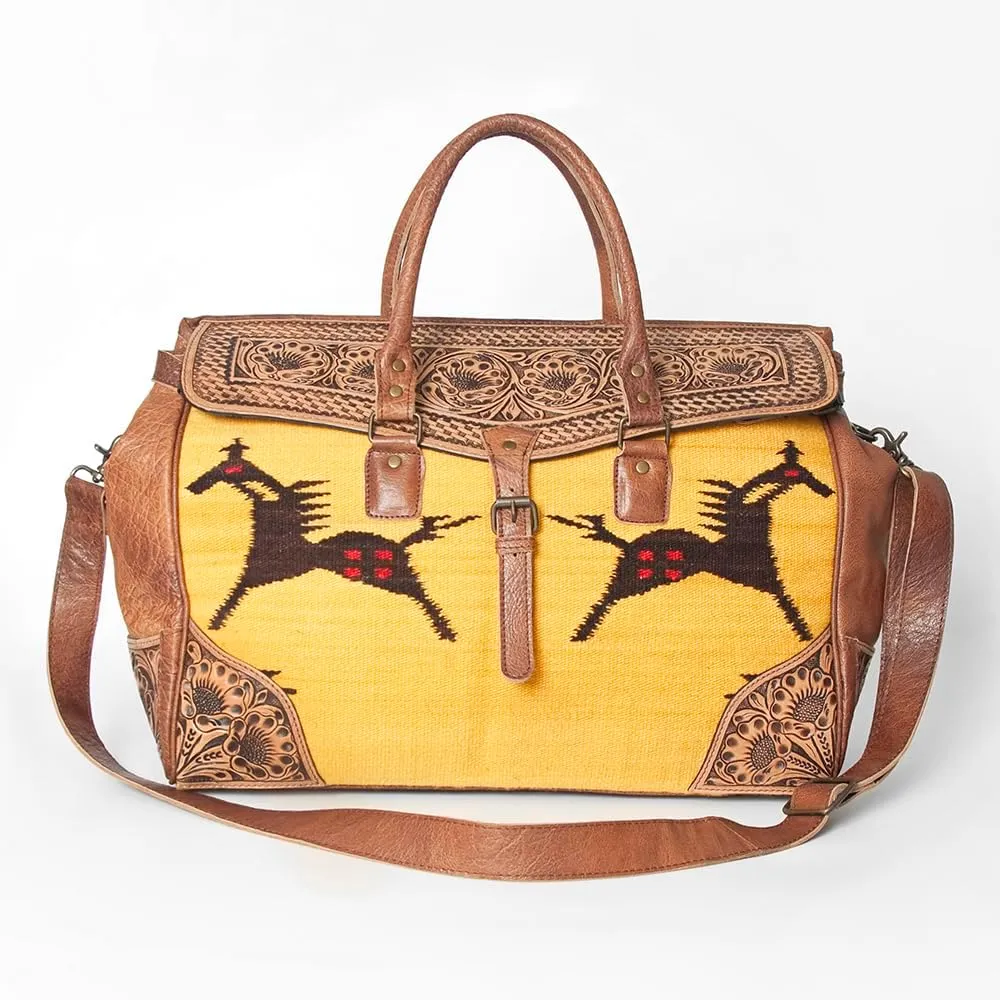American Darling ADBG516 Duffel Hand Tooled Saddle Blanket Genuine Leather Women Bag Western Handbag Purse