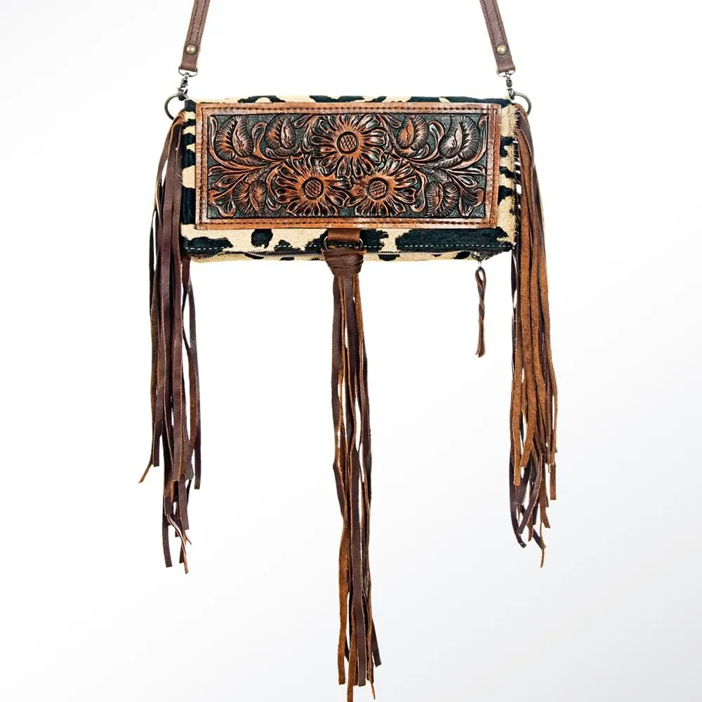 American Darling ADBG526ACGO Wallet Hand Tooled Hair-On Genuine Leather Women Bag Western Handbag Purse
