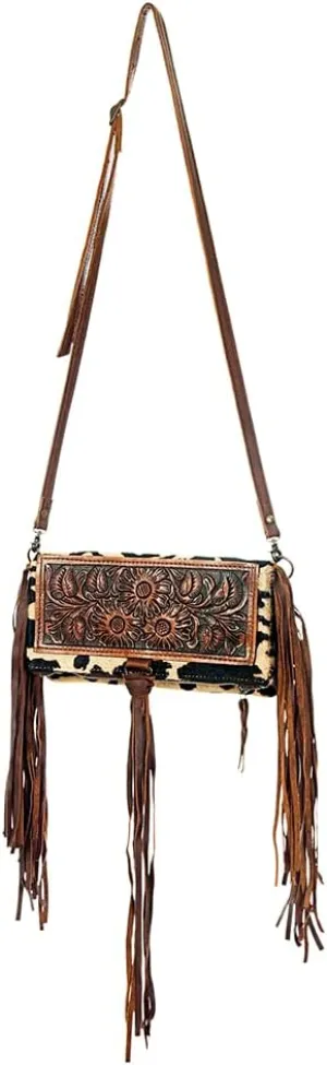 American Darling ADBG526ACGO Wallet Hand Tooled Hair-On Genuine Leather Women Bag Western Handbag Purse
