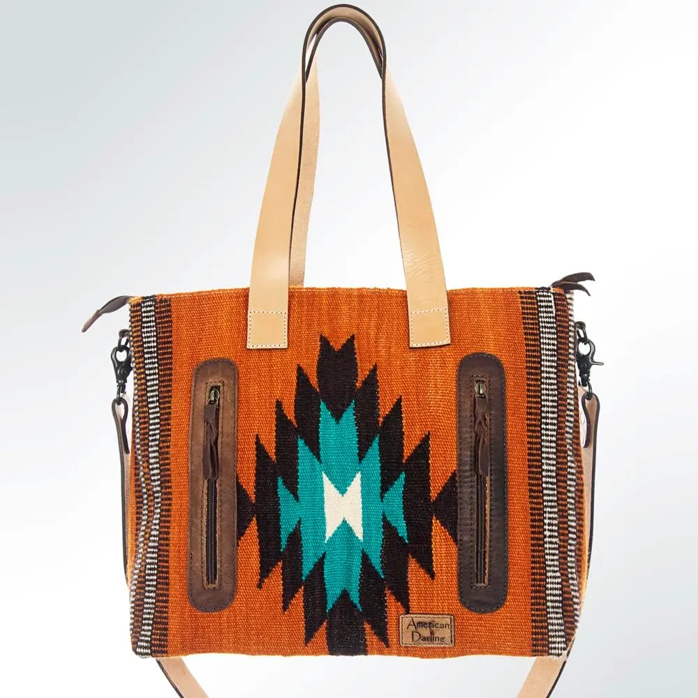 American Darling ADBG573D1 Tote Saddle Blanket Genuine Leather Women Bag Western Handbag Purse