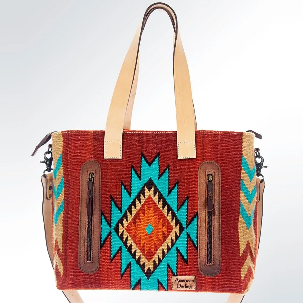 American Darling ADBG573D1 Tote Saddle Blanket Genuine Leather Women Bag Western Handbag Purse