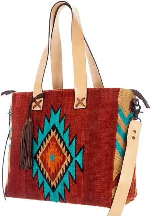 American Darling ADBG573D1 Tote Saddle Blanket Genuine Leather Women Bag Western Handbag Purse
