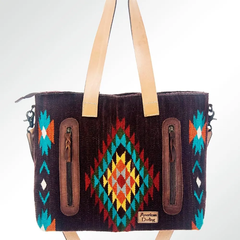 American Darling ADBG573D1 Tote Saddle Blanket Genuine Leather Women Bag Western Handbag Purse