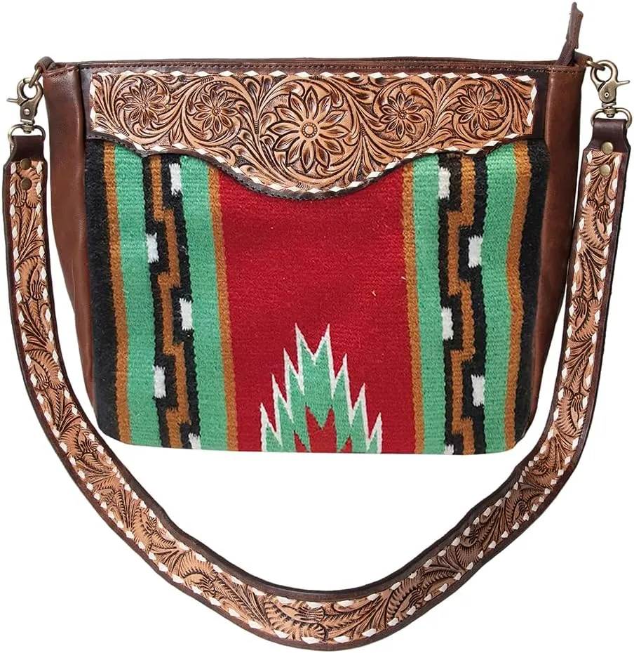 American Darling Messenger Hand Tooled Saddle Blanket Genuine Leather women bag western handbag purse