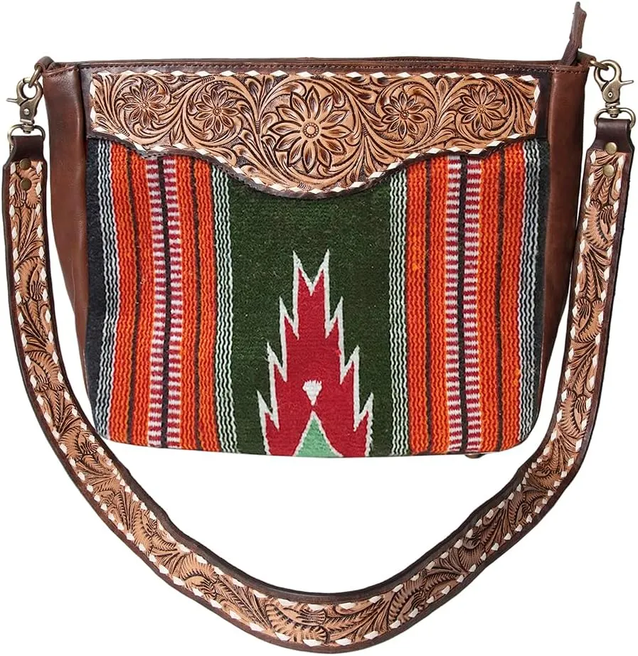 American Darling Messenger Hand Tooled Saddle Blanket Genuine Leather women bag western handbag purse