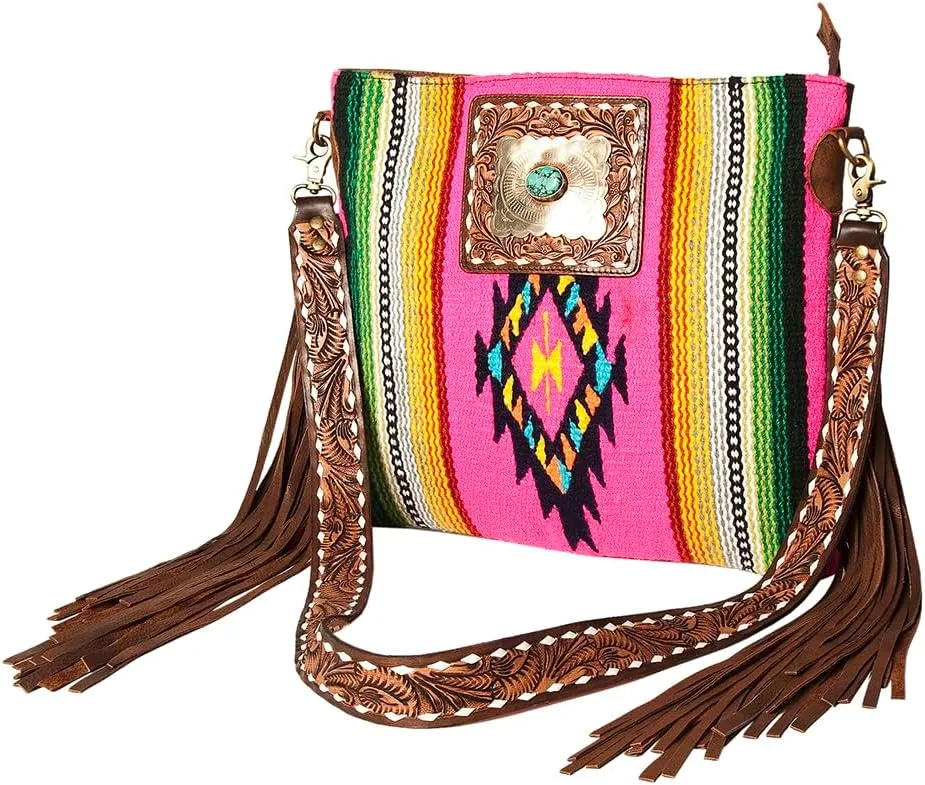 American Darling Messenger Hand Tooled Saddle Blanket Genuine Leather women bag western handbag purse