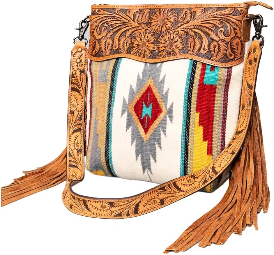 American Darling Signature Crossbody Hand Tooled Saddle Blanket Genuine Leather Western Women Bag Handbag Purse | Crossbody Bag for Women | Cute Crossbody Bag | Crossbody Purse