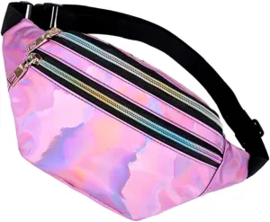 Amosfun Pink Multifunctional Portable Waist Bag for Women Fashion Stylish Chest Bag Casual Waist Pack Storage Pouch