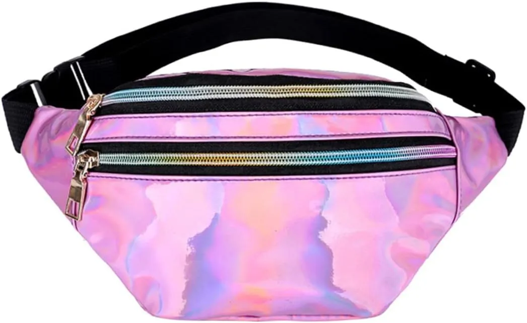 Amosfun Pink Multifunctional Portable Waist Bag for Women Fashion Stylish Chest Bag Casual Waist Pack Storage Pouch