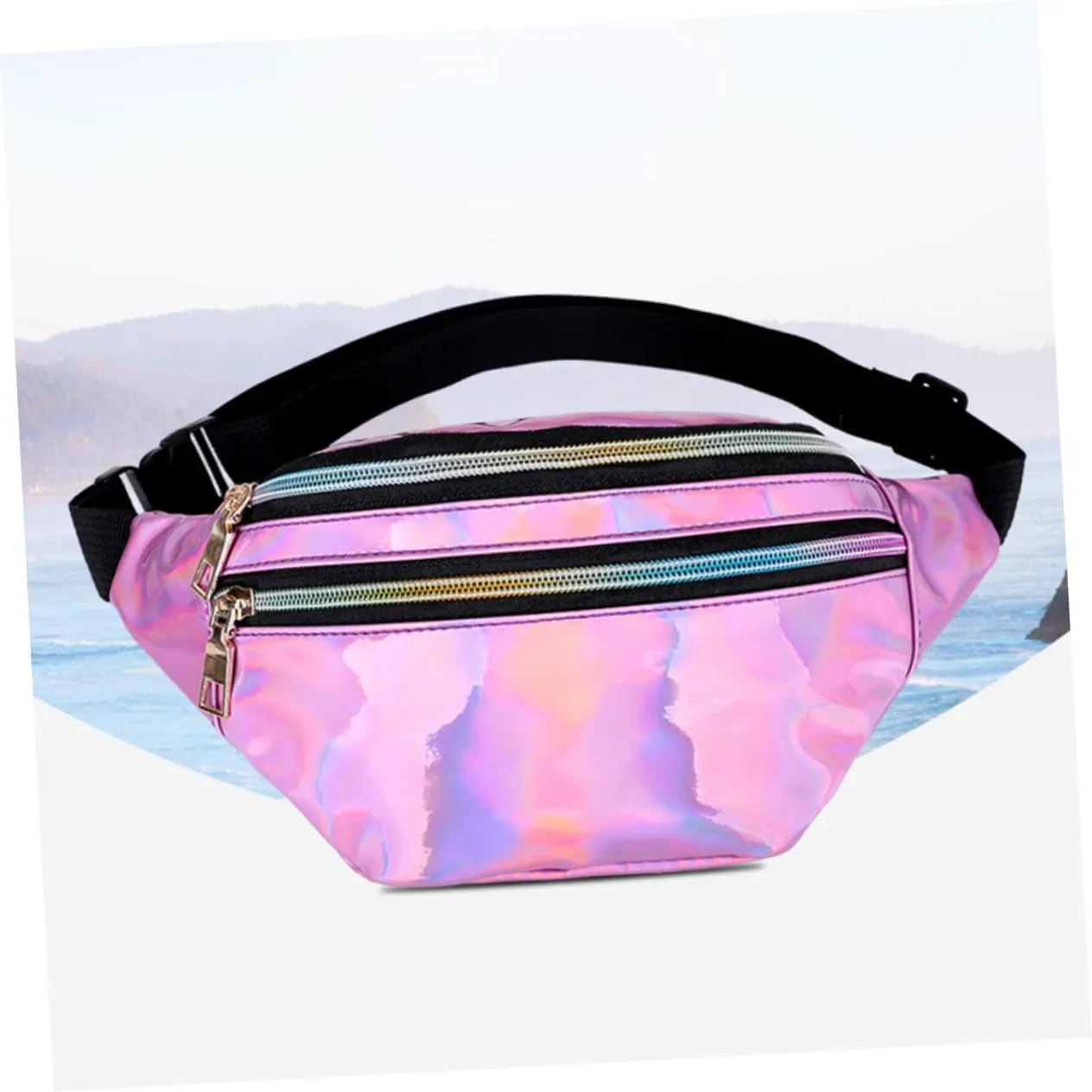 Amosfun Pink Multifunctional Portable Waist Bag for Women Fashion Stylish Chest Bag Casual Waist Pack Storage Pouch