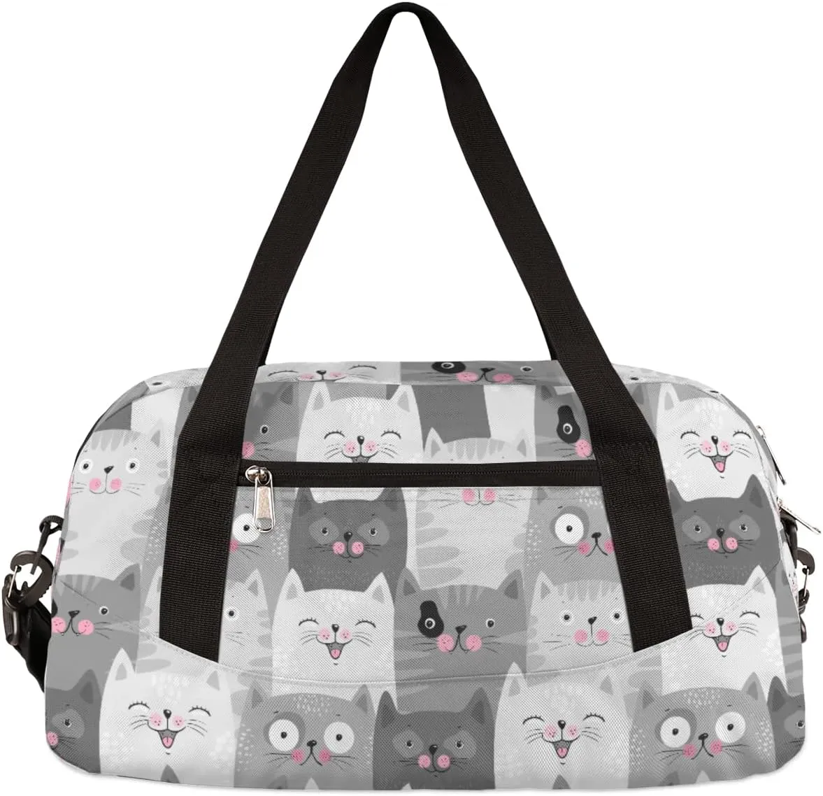 Animal Kids Duffle Bag for Boys & Girls - Dance, Gym, Overnight & School Bag - Grey Kitten Design