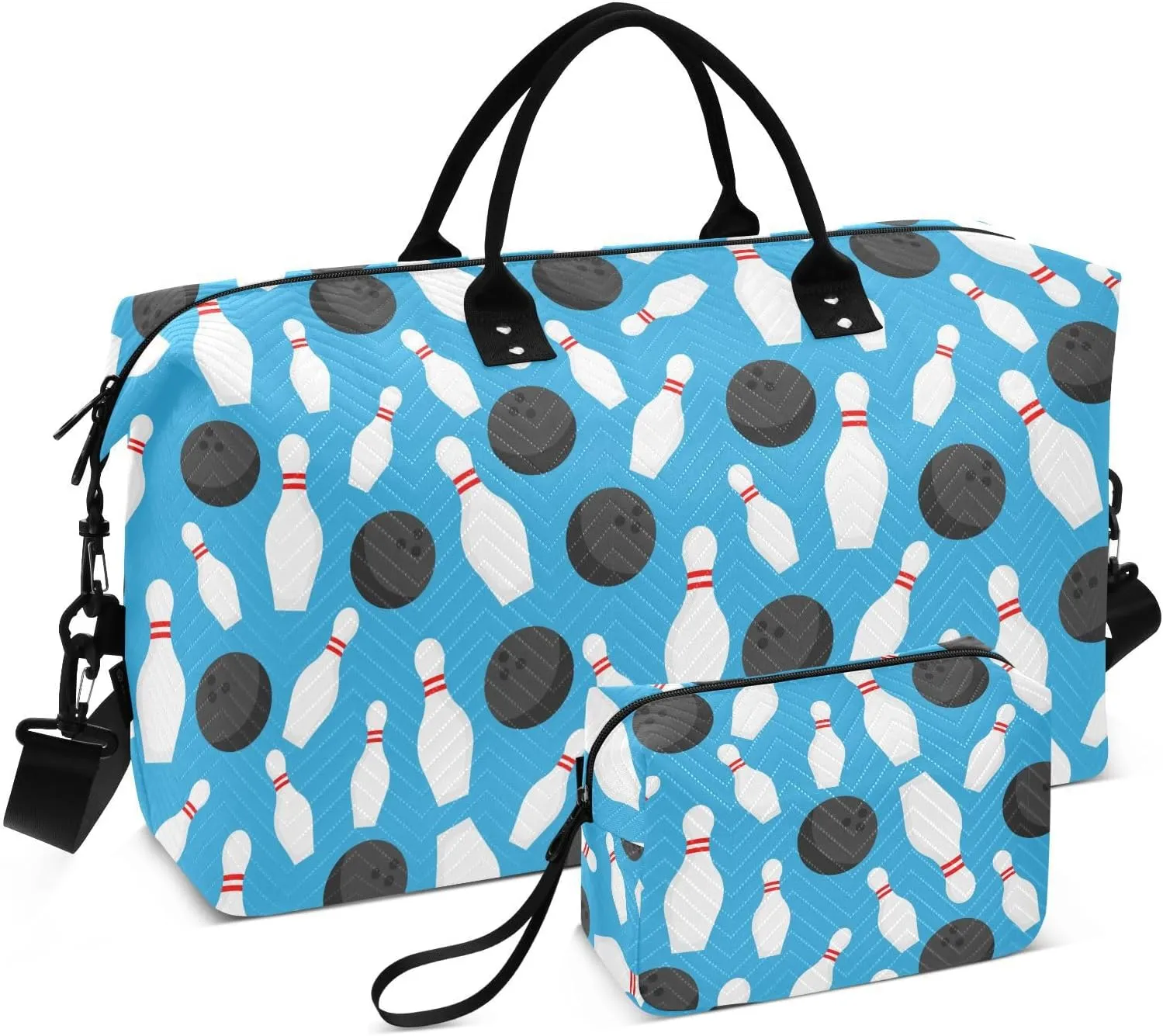 Aslsiy Travel Duffel Bags for Women Sport Bowling Ball Sports Duffel Bags Blue Weekender Bags Gym Bag with Toiletry Bag Carry on Overnight Bag