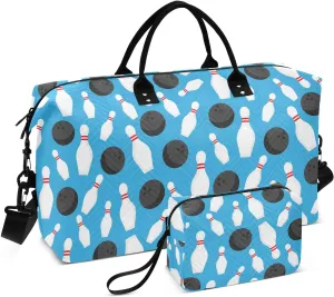 Aslsiy Travel Duffel Bags for Women Sport Bowling Ball Sports Duffel Bags Blue Weekender Bags Gym Bag with Toiletry Bag Carry on Overnight Bag