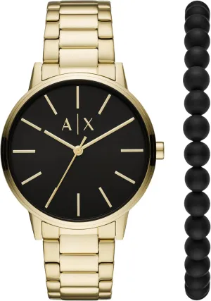 AX ARMANI EXCHANGE Men's Gold-Tone Stainless Steel Watch & Bracelet Gift Set (Model: AX7119)