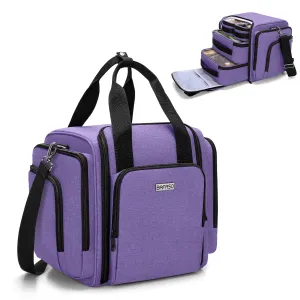 BAFASO Travel Makeup Bag with 4 Inner Removable Pouches, Multifunctional Hair Bag Cosmetic Bag Holds Makup/Hair Supplies (Patent Pending), Purple