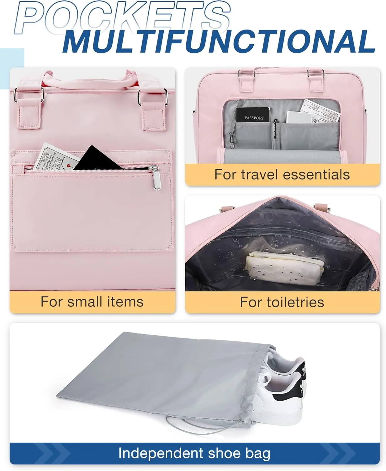BAGSMART Weekender Bags for Women, Travel Duffle Overnight Bag Personal Item Bag with Shoe Bag for Travel Essentials