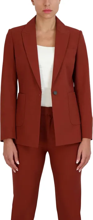 BCBGMAXAZRIA Women's Relaxed Single Breasted Blazer Long Sleeve Button Front Peak Lapel Jacket