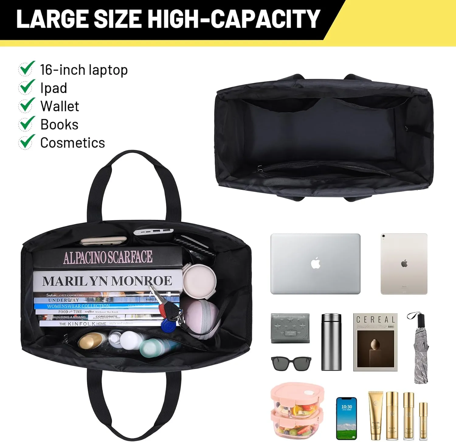 Beach Bags for Women 9 Pockets Large Utility Tote Pool Bags with Zipper Ladies Waterproof Gym Carry On Bag
