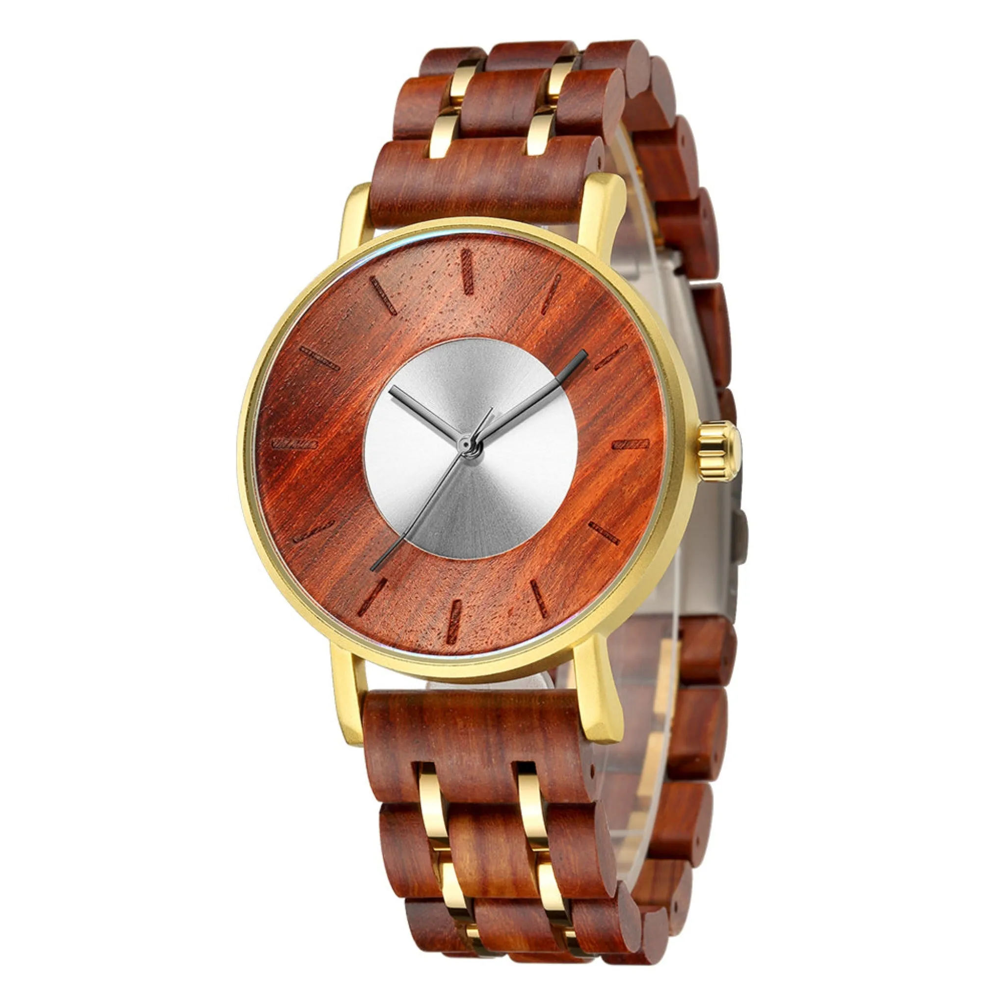 Bergen - Gold & Red Sandalwood Minimal Watch